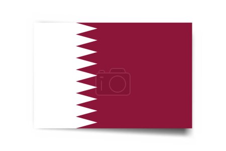 Qatar flag - rectangle card with dropped shadow isolated on white background.