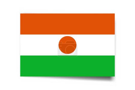 Niger flag - rectangle card with dropped shadow isolated on white background.