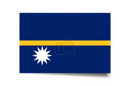 Drapeau Nauru - carte rectangle avec ombre portée isolée sur fond blanc.