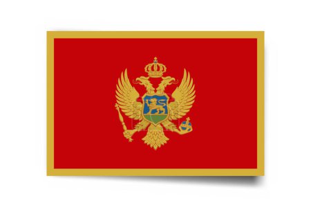 Montenegro flag - rectangle card with dropped shadow isolated on white background.