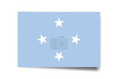 Bandera de los Estados Federados de Micronesia - tarjeta rectángulo con sombra caída aislada sobre fondo blanco.