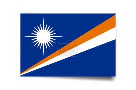 Flagge der Marshall-Inseln - Rechteck-Karte mit Schlagschatten isoliert auf weißem Hintergrund.