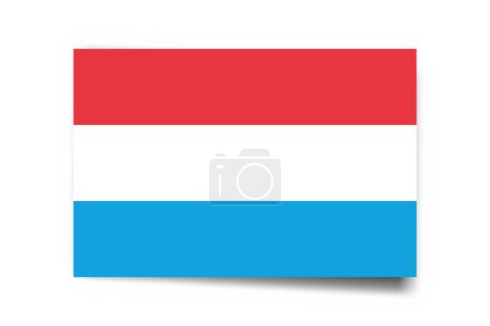 Luxemburg Flagge - Rechteck-Karte mit Schlagschatten isoliert auf weißem Hintergrund.