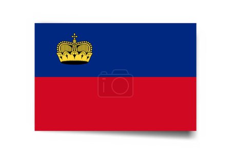 Liechtenstein flag - rectangle card with dropped shadow isolated on white background.