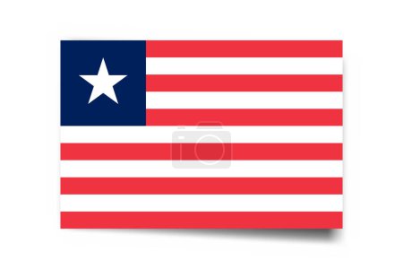 Liberia flag - rectangle card with dropped shadow isolated on white background.