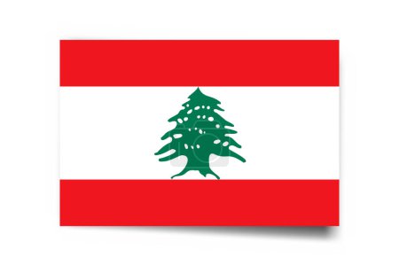 Lebanon flag - rectangle card with dropped shadow isolated on white background.