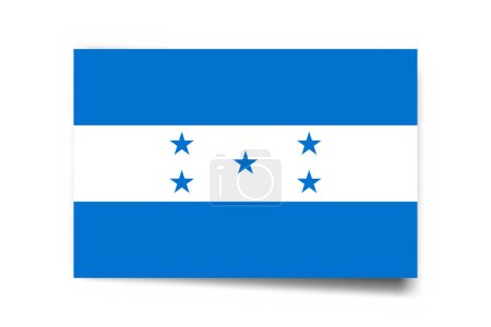 Honduras flag - rectangle card with dropped shadow isolated on white background.
