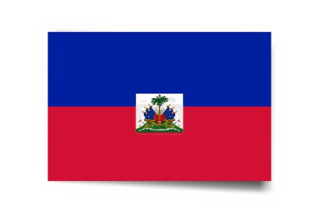 Haïti drapeau - carte rectangle avec ombre portée isolée sur fond blanc.