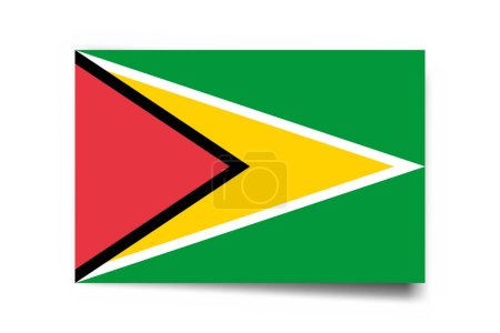 Guyana flag - rectangle card with dropped shadow isolated on white background.