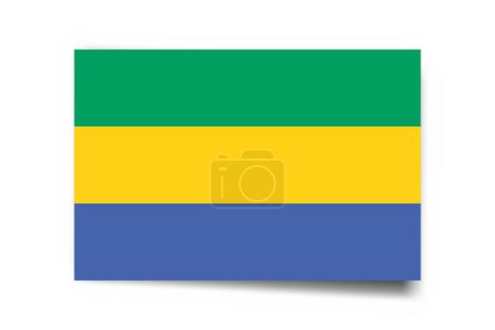 Pavillon Gabon - carte rectangle avec ombre portée isolée sur fond blanc.