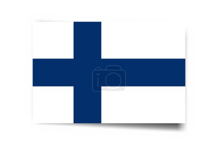 Finland flag - rectangle card with dropped shadow isolated on white background.