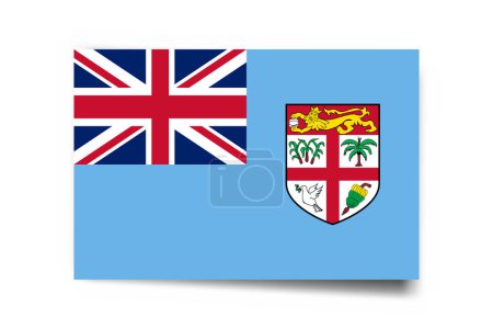 Bandera de Fiji - tarjeta rectángulo con sombra caída aislada sobre fondo blanco.
