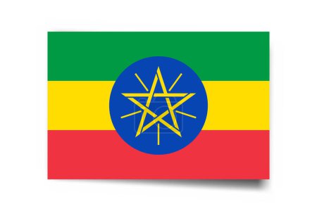 Ethiopia flag - rectangle card with dropped shadow isolated on white background.