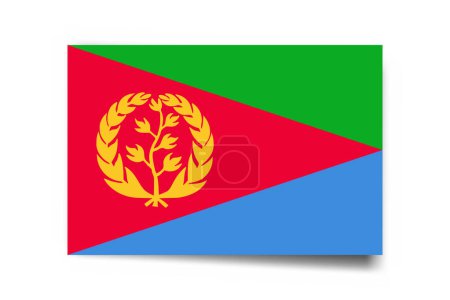 Eritrea flag - rectangle card with dropped shadow isolated on white background.