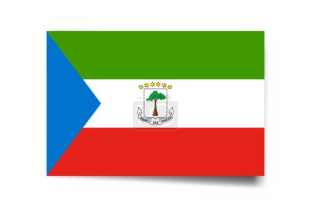 Bandera de Guinea Ecuatorial - tarjeta rectángulo con sombra caída aislada sobre fondo blanco.