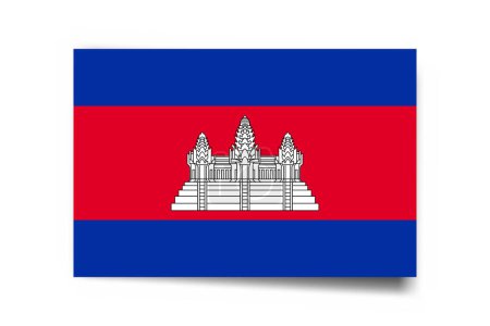 Kambodscha-Flagge - Rechteck-Karte mit Schlagschatten auf weißem Hintergrund.