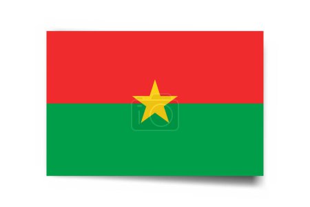 Bandera Burkina Faso - tarjeta rectángulo con sombra caída aislada sobre fondo blanco.