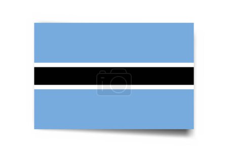 Drapeau Botswana - carte rectangle avec ombre portée isolée sur fond blanc.