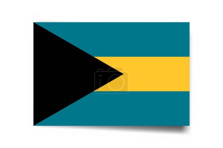 Bahamas flag - rectangle card with dropped shadow isolated on white background.