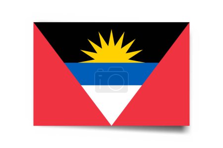 Antigua und Barbuda Flagge - Rechteck-Karte mit Schlagschatten isoliert auf weißem Hintergrund.