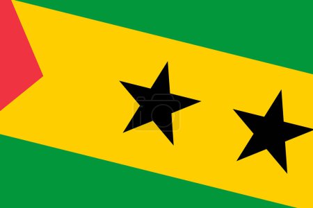 Flagge von Sao Tome und Principe - rechteckiger Ausschnitt der gedrehten Vektorfahne.