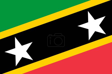 Flagge von St. Kitts und Nevis - rechteckiger Ausschnitt der gedrehten Vektorfahne.
