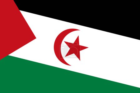 Drapeau de la République arabe sahraouie démocratique - découpage rectangulaire du drapeau vectoriel rotatif.