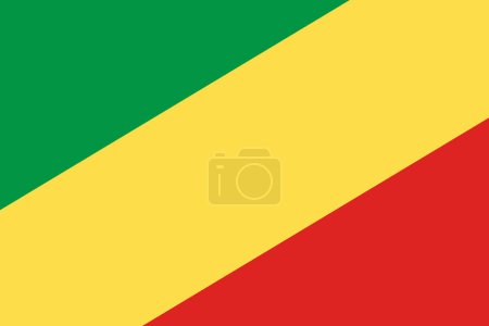 Drapeau de la République du Congo - découpage rectangulaire du drapeau vectoriel rotatif.
