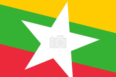 Myanmar Flagge - rechteckiger Ausschnitt der gedrehten Vektorfahne.