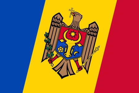 Bandera de Moldavia - recorte rectangular de la bandera vectorial girada.