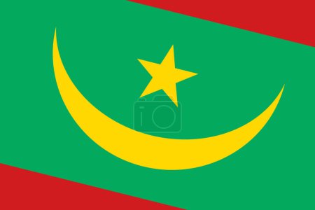 Bandera de Mauritania - recorte rectangular de la bandera vectorial girada.