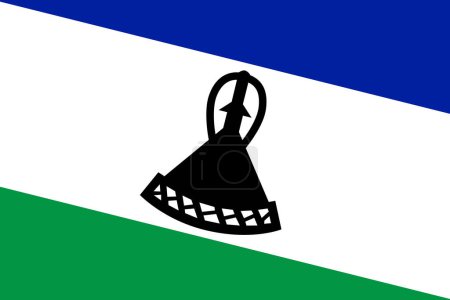 Lesotho-Flagge - rechteckiger Ausschnitt der rotierten Vektorfahne.