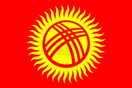 Bandera de Kirguistán - recorte rectangular de la bandera vectorial girada.