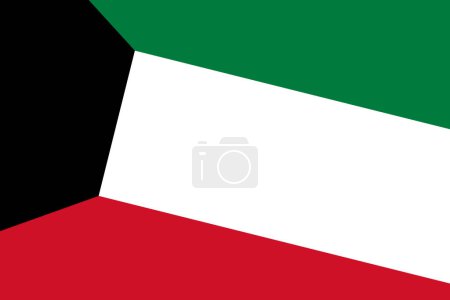 Kuwait Flagge - rechteckiger Ausschnitt der gedrehten Vektorfahne.