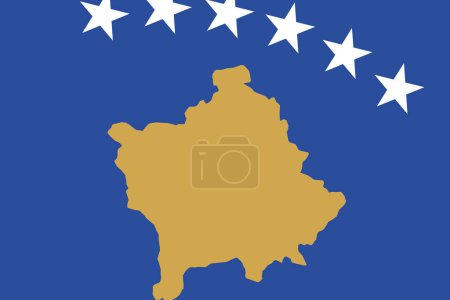 Kosovo-Flagge - rechteckiger Ausschnitt der rotierten Vektorfahne.