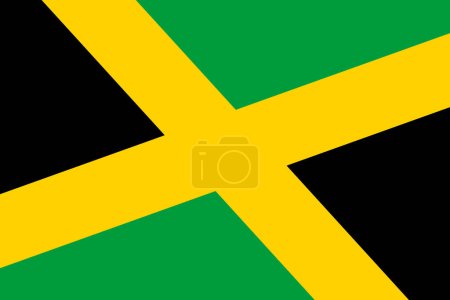 Jamaica flag - rectangular cutout of rotated vector flag.