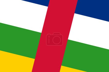 Flagge der Zentralafrikanischen Republik - rechteckiger Ausschnitt der gedrehten Vektorfahne.
