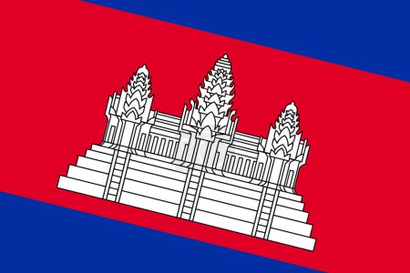 Kambodscha-Flagge - rechteckiger Ausschnitt der gedrehten Vektorfahne.