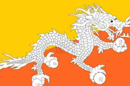 Drapeau du Bhoutan - découpage rectangulaire du drapeau vectoriel rotatif.
