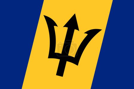 Barbados Flagge - rechteckiger Ausschnitt der gedrehten Vektorfahne.