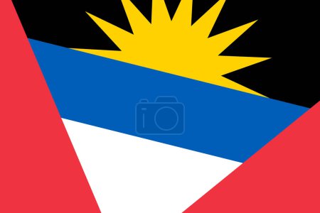 Flagge Antiguas und Barbudas - rechteckiger Ausschnitt der gedrehten Vektorfahne.