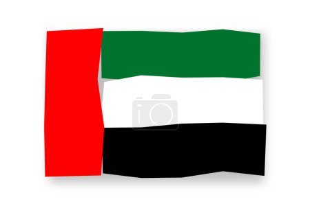 United Arab Emirates flag  - stylish flag mosaic of colorful papercuts. Vector illustration with dropped shadow isolated on white background