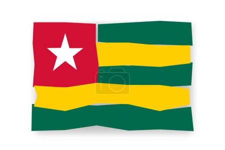 Drapeau du Togo - élégant drapeau mosaïque de papiers colorés. Illustration vectorielle avec ombre portée isolée sur fond blanc