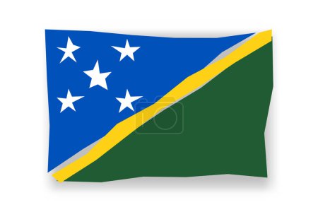 Bandera de las Islas Salomón - elegante mosaico de bandera de coloridos papercuts. Ilustración vectorial con sombra caída aislada sobre fondo blanco