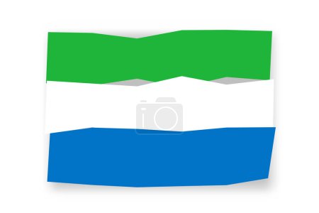 Flagge Sierra Leones - stilvolles Fahnenmosaik aus bunten Scherenschnitten. Vektorillustration mit Schlagschatten isoliert auf weißem Hintergrund