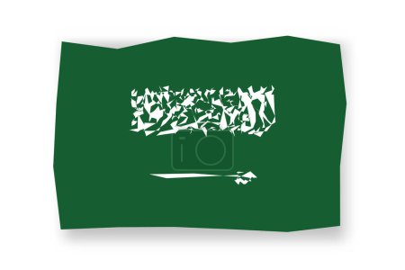 Drapeau Arabie Saoudite mosaïque de drapeaux élégants de papiers colorés. Illustration vectorielle avec ombre portée isolée sur fond blanc
