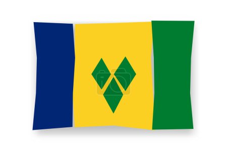 Bandera de San Vicente y las Granadinas: elegante mosaico de papercuts de colores. Ilustración vectorial con sombra caída aislada sobre fondo blanco