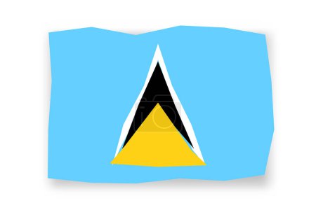 Flagge von Saint Lucia - stilvolles Fahnenmosaik aus bunten Scherenschnitten. Vektorillustration mit Schlagschatten isoliert auf weißem Hintergrund