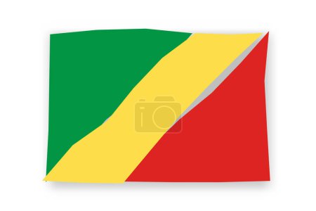 Flagge der Republik Kongo - stilvolles Fahnenmosaik aus bunten Scherenschnitten. Vektorillustration mit Schlagschatten isoliert auf weißem Hintergrund