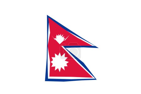Bandera de Nepal - elegante mosaico de bandera de papercuts de colores. Ilustración vectorial con sombra caída aislada sobre fondo blanco